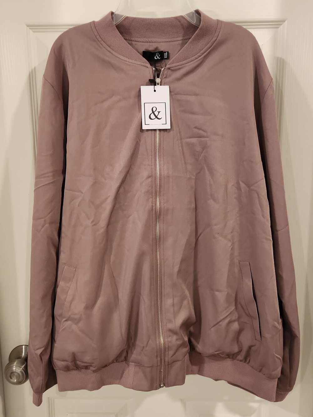 NWT Ampersand Avenue Womens Variety Bomber Jacket Mauve Purple Full Zip Size 2XL